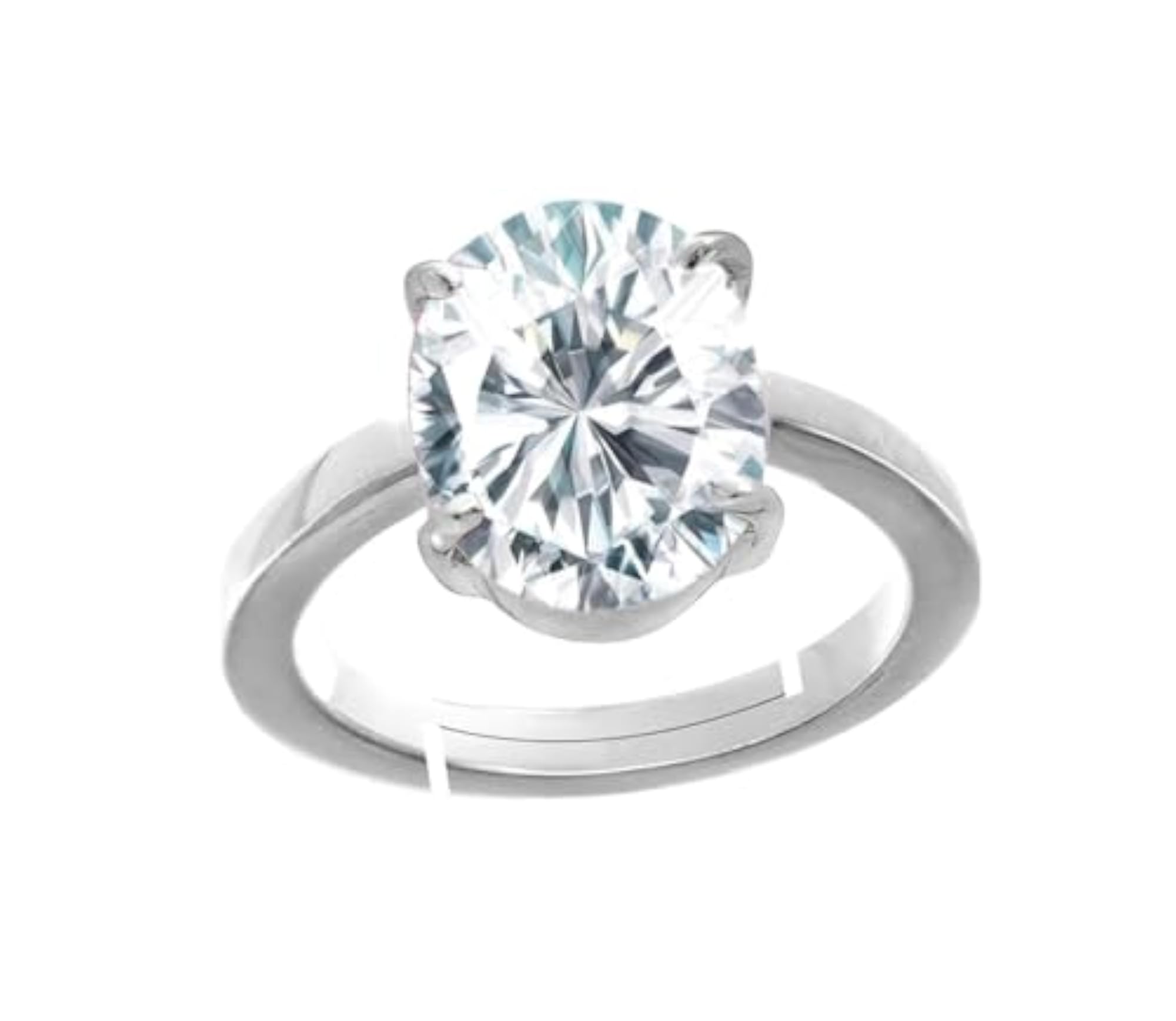 Certified 10.50 Ratti White Zircon Crystal Ring, Adjustable