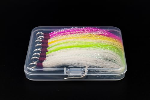 Xubbwov Bucktail Teasers Saltwater Fishing Hooks 8Pcs Fluke Flounder Hi Lo Fishing Rig Skirt Fishing Jig Hooks thumb #7