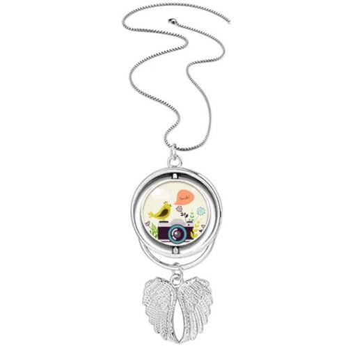 Collier ailes d'ange oiseau sur appareil photo pendentif original
