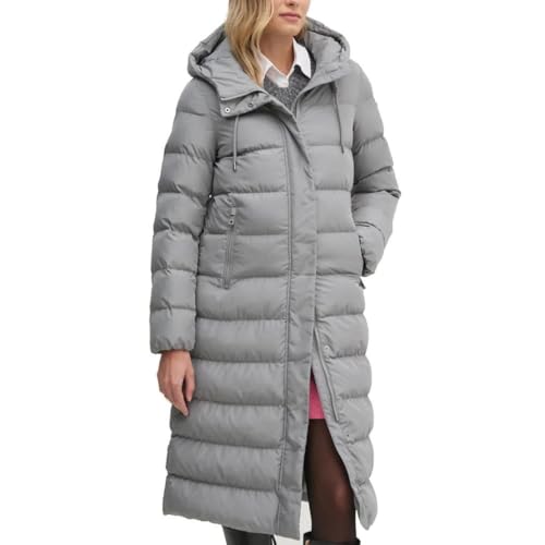Geox W Anylla Maxi Long Chaqueta, Ghost Gray, 46 Mujeres