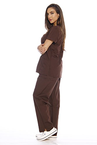 Image of Just Love Women's Medical Scrubs Set, 6-Pocket V-Neck Top & Cargo Pants, Cotton Blend Nursing Uniform