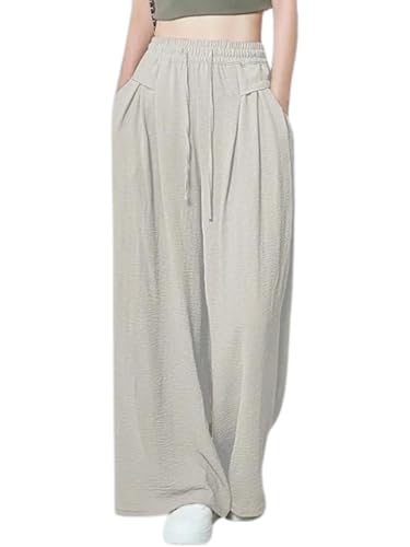 Image of GRECIILOOKS High Waist Polycotton Trousers for Women - Flared Parachute Pants with Side Pockets | Casual Travel Cargo Pants (Available in Plus Size and Value Pack)