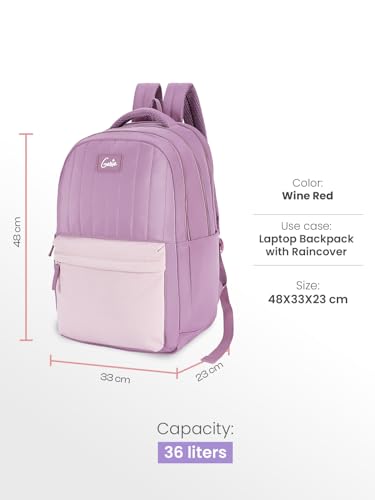Image of Genie Quillet School Backpack For Girls |19 Inch-36 Litres With Laptop Sleeve, Rain cover, Three Compartments, |Best for Books, Water Bottles, Stationery, Laptop, Lunch Box & Essentials - Wine Red