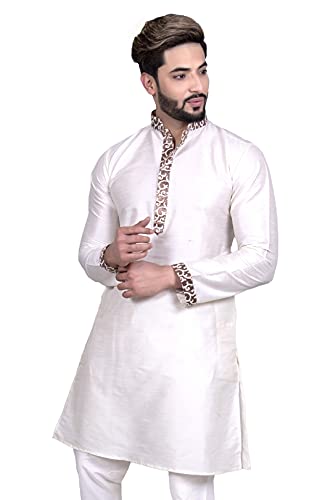 Elegant Off-White Indian Silk Kurta Set for Men2