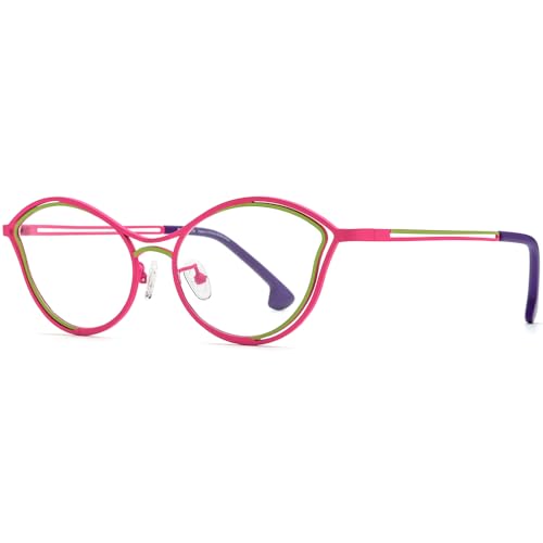 Image of FONEX Colorful Pure Titanium Glasses Frame Women Retro Round Eyeglasses