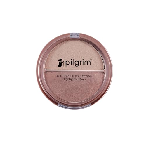 Pilgrim Highlighter Duo Lightweight 11G |Long Lasting Highly Pigmented Powder |With Easy To Blend Formula |Shade Champagne Gold & Rose Gold – 01,luminous finish,1 Count