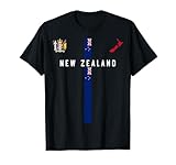 Bandera de Nueva Zelanda, mapa de silueta, escudo de armas Camiseta