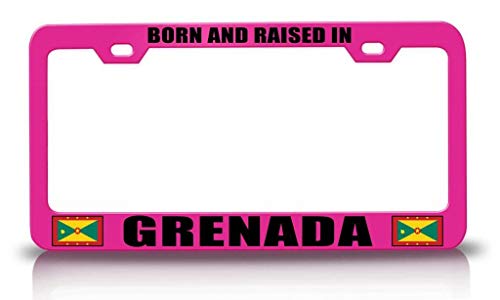 Custom Brother - Born and Raised in Grenada Flag Metal Car SUV Truck License Plate Frame Pn p8 Custom Brother - Born and Raised in Grenada Flag Metal Car SUV Truck License Plate Frame Pn p8