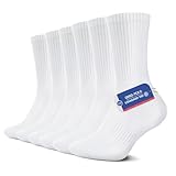 YouShow Mens Socks Size 9-12 Uk Golf Socks for Men White Sports Socks for Mens Crew Socks Men Hiking Socks for Men White Cotton Socks Men's Socks 7-11 Seamless Socks Mens 6 Pairs