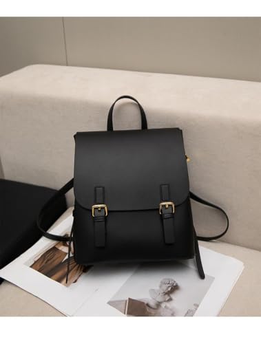 Image of JIUFENG Mini Leather Backpack for Women, Ladies Small Backpack Purse,Sleek Handbag Travel Daypack (Black)