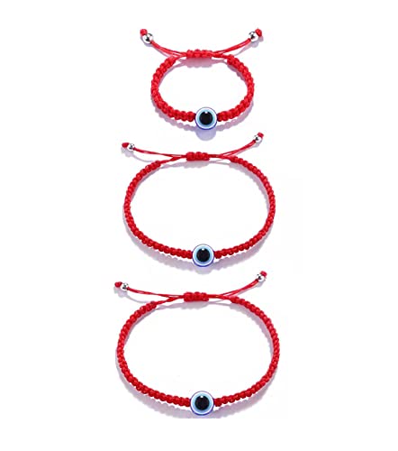Image of Sucanra Evil Eye Bracelet Adjustable Lucky Red String Kabbalah Protection Bracelet Mommy and Me Matching Bracelet Set for Family boys girls
