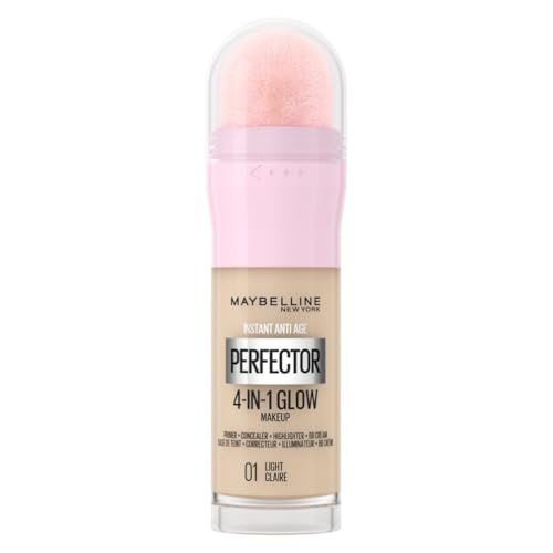 Maybelline New York Instant Anti Age Rewind Perfector, 4-In-1 Glow Primer, Concealer, Highlighter, Self-Adjusting Shades, Evens Skin Tone with a Glow Finish, Shade: 01 Light