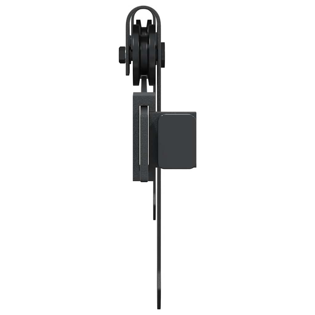 Juego de herrajes para puerta corredera de acero al carbono con recubrimiento en polvo, 213 cm, con ruedas silenciosas para puertas de armario de 22 a 25 mm, incluye tope de puerta, juntas