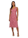 Adrianna Papell Women's Floral Sequin Embroidery Dress, Pale Azalea, 14