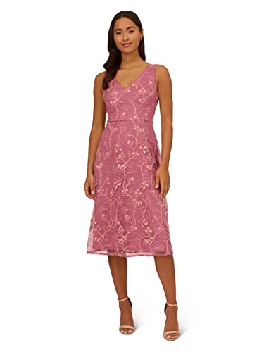 Adrianna Papell Women's Floral Sequin Embroidery Dress
