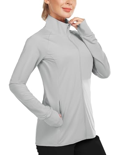 baleaf Women's Long Sleeve Running Shirts UPF 50+ Sun Protection Full Zip Athletic Jackets Lightweight Zipper Pockets4