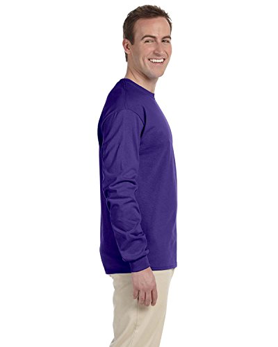 Image of Fruit of the Loom Heavy Cotton Long-Sleeve T-Shirt, Purple, XXX-Large