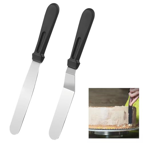 Lot de 2 spatules à glaçage, en acier inoxydable, avec lames en acier inoxydable de 15 cm, spatule à tarte, couteau à glaçage épais, couteau à glaçage...