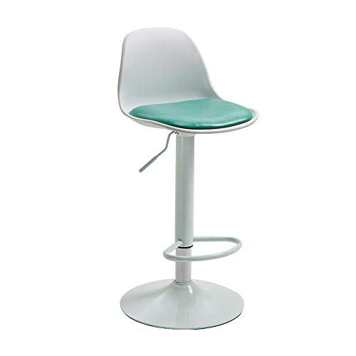 Qi Kang Taburetes de Bar, Exterior de Piel Sintética con Respaldo Cómodo, Reposapiés Y Base de Acero Cromado, para El Mostrador de La Isla de La Cocina-Verde Menta