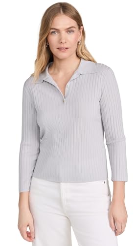 Polo acanalado con botones y manga 3/4 Vince para mujer con diseño elegante