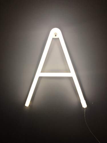 Smiling Faces Letrero luminoso de neón LED Letras blancas - Colgante de pared alimentado por batería - Letra A