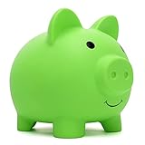 Cute Piggy Bank, Coin Bank for Boys and Girls, Children's Plastic Shatterproof Money Bank，Children's Toy Gift Savings Jar (Green)