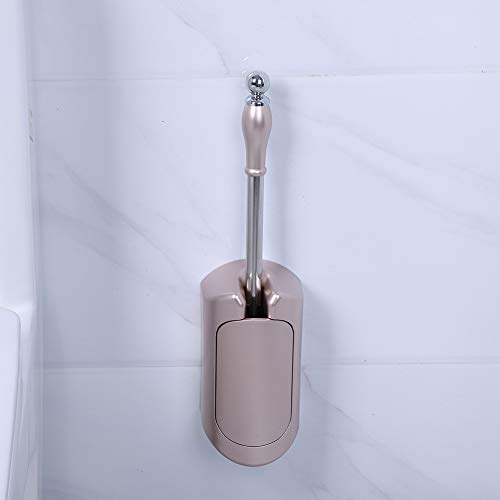 Image of Toilet Bowl Brush and Holder - Stainless Steel Handle Toilet Brush - Household Brush - Tool Set - for Home,Hotel,Bathroom (Rose Gold)