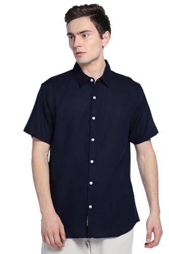 Image of Dennis Lingo Mens Spread Collar Poly Linen Shirts