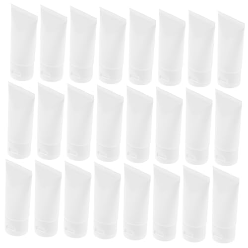 AUTSUPPL 50 piezas Unidades Botellas Blancas de Plástico Suaves para Viaje con Tapas Abatibles Resistentes Fugas para Loción Facial y Gel Limpiador