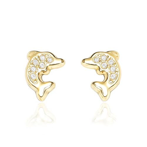 Boucles d'Oreilles Enfant dauphin Or Jaune 18 Carats (750/1000)
