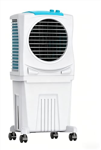 Image of 40L Personal Room Air Cooler with 3-Side Honeycomb Cooling Pads, Powerful Fan, CFD Technology & Inverter Compatibility for Energy Saving, Portable Air Cooler for Home and Office (White & Blue)