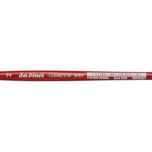 Image of da Vinci Watercolor Series 5880 CosmoTop Spin Paint Brush, Flat Synthetic with Red Handle, Size 2 (5880-02)