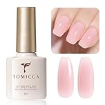 TOMICCA Pink Gel Nail Polish, Jelly Milky Pink Gel Polish, Soak Off UV LED Translucent Peach Gel Nail Varnish High Glossy Nail Art Manicure Salon DIY, 8ml