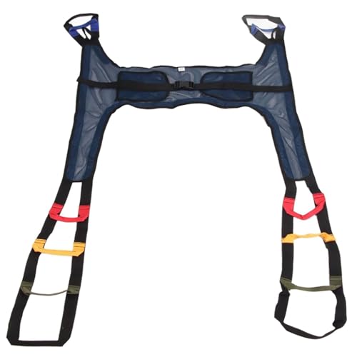 GAMTACH Eslinga para Inodoro, Grúa de Nylon Acolchada para traslado de Pacientes para Entrenamiento de bipedestación a pie Malla Azul Oscuro en Forma de H para enfermería bariátrica