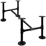 Itvexeme 16In Height x 16In Width x 43In Length Industrial Pipe Table Leg Set, Iron Base Legs for Coffee Tables, Desks, NightstandVintage, Dark Grey Black Rough Pipes
