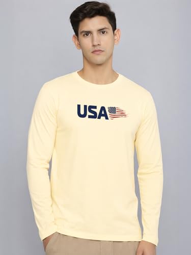 Image of Veirdo Pure Cotton Regular Fit Round Neck Front Chest Printed Raglan Full Sleeve T-Shirt for Men (Sizes: S to 2XL)