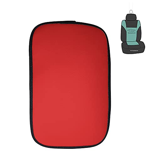 FH Group Faux Leather Center Console Armrest Cushion, Luxury Seat Box Cover Protector for Most Cars, Trucks, and SUVs (Red)