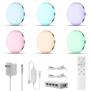 6 Pack Smart Under Cabinet Lights, WiFi RGB LED Strip with Alexa & Google Assistant, App & Remote Control, Dimmable, Music Sync, Timer for Kitchen, Bedroom, Counter Lighting