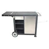 Razor Universal Rolling Prep Cart with Shelves and Storage Drawer for Portable Outdoor Griddle and Grills, Accessory Only, Black