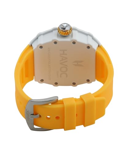 Image of Havoc Craft Men's Luxury Sports Watch 30M Waterproof Tonneau Chronograph | Analog Quartz Wristwatch with Time & Day Function | Premium Square Dial, Shock-Resistant & Anti-Magnetic Silicone Strap