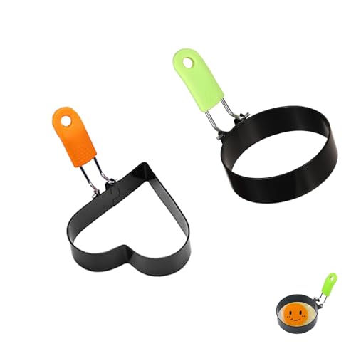 Moule à œufs Frits,2PCS Moule à œufs Frits Poele A Pancakes Moule Oeuf Au Plat Oeuf Moule Silicone Oeuf Anneau à Oeuf Pancake Form Egg Ring Moule Pancake...