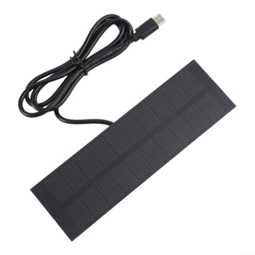 Hosrivae Panel solar portátil de 1 W 5 V con conector tipo C, cargador eficiente de luz solar para baterías de 3.7 V a 5 V, fuente de alimentación ligera para senderismo y viajes