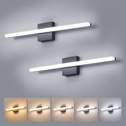 Combuh Vanity Light for Bathroom Over Mirror, Modern Bath Wall Lights Black