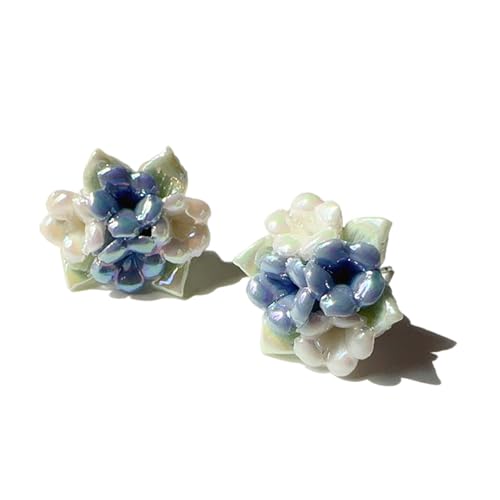 Pendientes de perno de cerámica rosa de cerámica multicolor para mujer, auriculares florales inspirados en la vendimia, joyería fiesta, accesorios de desgaste, pendientes multicolores