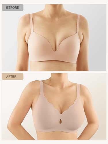 Image of LUCKMEEY Bras for Women No Underwire Wave Push Up Wireless Bra Seamless Bras Full Coverage Bralettes Lift Everyday Bras