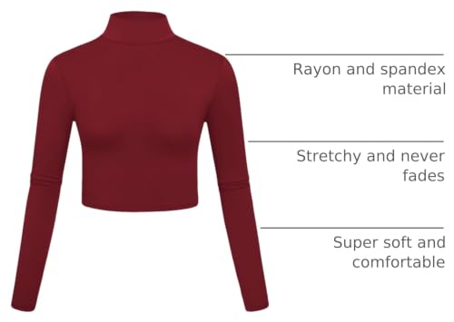 Image of Kindcall Lightweight Mock Turtleneck Crop Tops Long Sleeve Casual Base Layer for Women