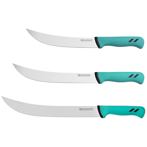 YOUSUNLONG Cimeter Butcher 3-Piece Knife Set - Meat Processing Knife Set Blade of 8