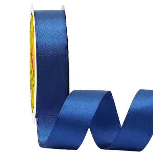 Image of Double Face Royal Blue Satin Ribbon 7 /8 inch X 25 Yards Polyester Royal Blue Ribbon for Gift Wrapping Very Suitable for Weddings Party Invitation Decorations and More