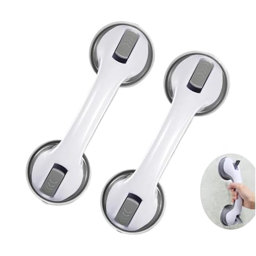 Maniglia Doccia Anziani,Maniglione Bagno per Disabili, 2 pezzi 30 cm maniglia doccia maniglia doccia ventosa per bagno vasca doccia maniglie di sicurezza,Nessuna foratura Handy Grasp（Grigio）
