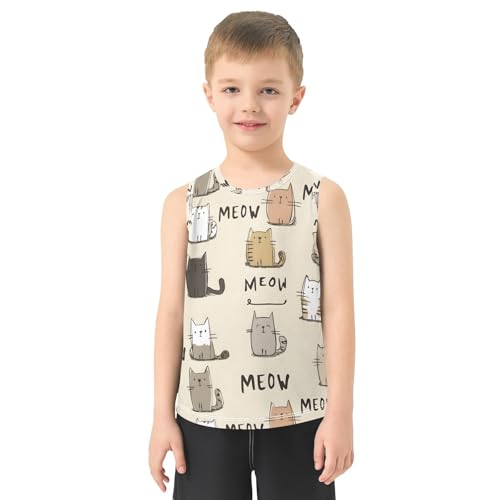 Boys' Tank Top Shirt Cute Little Cat Pattern Sleeveless T-Shirts2